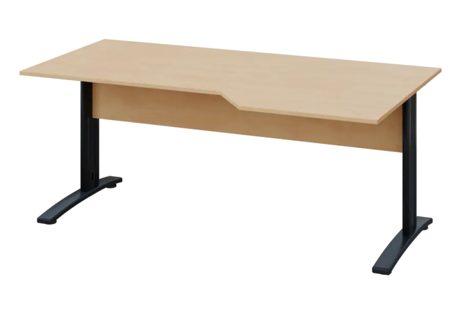 EZK 28 - 186 stůl kancelářský, rohový, pravý, kovová podnož černá, deska 25 mm, široký 1800 mm, bříza irská